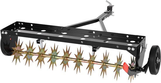 VEVOR Gazonbeluchter voor Zitmaaiers, 1 M, Beluchter voor Gazons met Een Werkdiepte van 5 cm en Wielen, Stalen Gazonbeluchter voor Zitmaaiers, Gazonverzorging, Draagvermogen van 54 Kg, voor Verdichte Grond, Tuin, Zwart