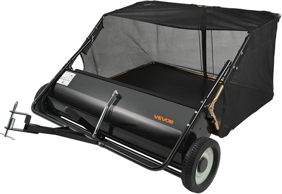 VEVOR Gazonveger, 127cm Trekbare Gazonveger voor Zitmaaiers, Bladveger, Zware Bladveger met Verstelbare Veeghoogte, Bladverzamelaar, voor Tuin, Gazon, Boerderij