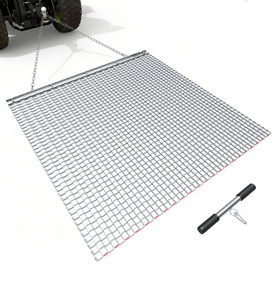VEVOR Getrokken Eg, 122x122 cm, Weide-Eg, Akker-Eg Gemaakt van Gegalvaniseerd Staal met Sleepketting, Aanbouwdeel voor Atv's, Utv's en Tractoren voor Het Egaliseren van Grindwegen, Paden en Velden.
