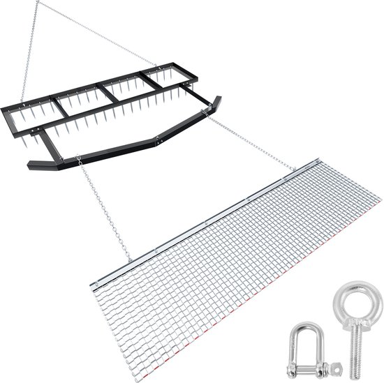 VEVOR Getrokken Eg, 1,84 M Weide-Eg, Weide-Sleepeg, Stalen Veldeg, Gazon-Egaliseerhark, Weide-Sleepeg. Geschikt voor ATV's, UTV's en Tractoren, voor Grindpaden en Velden. van Merkloos	