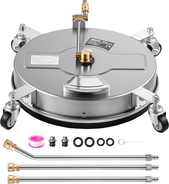 VEVOR Hogedrukreiniger voor Oppervlakken, 419 mm, Vloerreiniger met Wielen, Oppervlaktereiniger voor Opritten, Trottoirs en Stoepranden, Roestvrij Staal, max. 276 bar, met 1/4 inch Snelkoppeling en Verlengbuizen