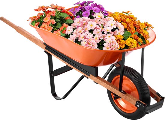 VEVOR Kruiwagen Transportkruiwagen Bouw Kruiwagen Duwwagen 120kg 140x62x58cm van Merkloos	