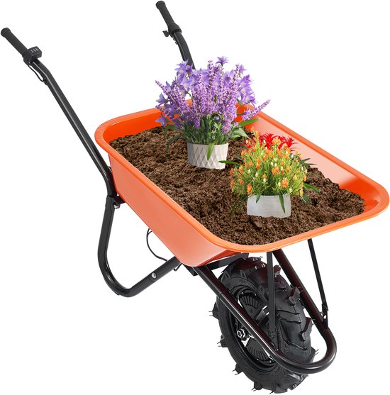 VEVOR Kruiwagen Transportkruiwagen Bouw Kruiwagen Duwwagen 150kg 151x60x70cm van Merkloos	