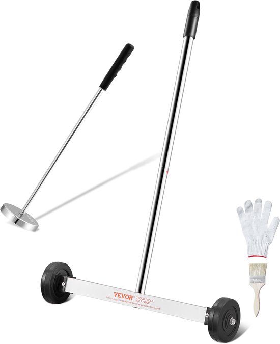 VEVOR Magneetveger Telescopische Magneetbezem Tapijtveger Oprolbaar 38cm van Merkloos	