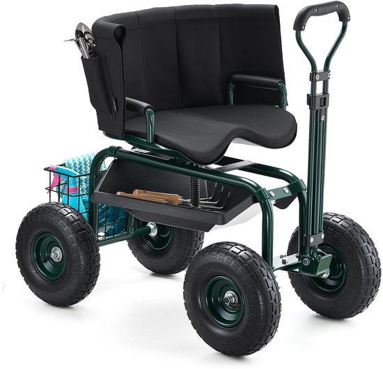 VEVOR Mobiele Tuinstoel met Draaibare Zitting en Uitschuifbare Handvat 810x480x690/770 mm van Merkloos	