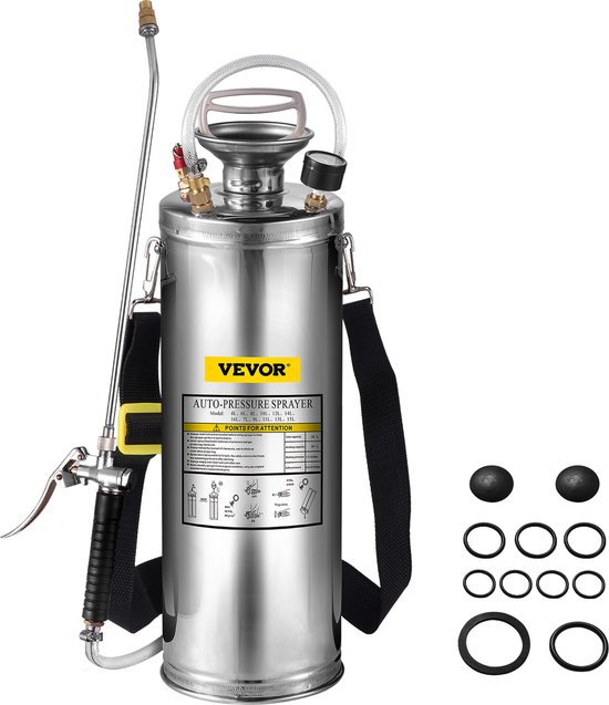 VEVOR Sproeier Rugspuit 3gal/10l Roestvrijstalen Sproeier Home Valve Pesticide Sprayer Promotion Pro van Merkloos	