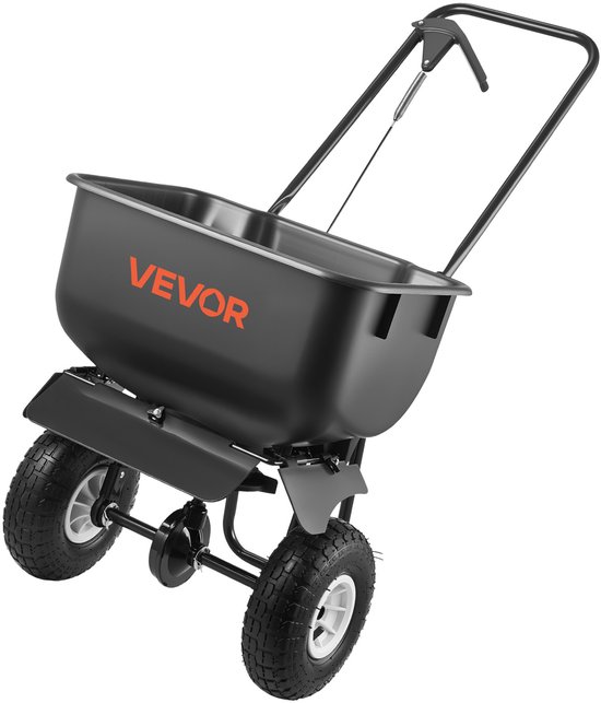 VEVOR Strooier met Een Strooibreedte van 3,66m, Kunstmeststrooier met Een Laadcapaciteit van 36,3kg en 10 Inch Wielen, Roterende Strooier Te Gebruiken Als Zaaihulpmiddel of Kunstmestwagen voor Zaden, Kunstmest, Strooizout en Ontdooimiddel