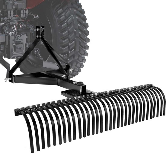 VEVOR Tow Behind Dethatcher, 1525mm Tow Dethatcher met 32 Staalzijkjes, 3-Puntige Vlierdethatcher met Aanhangsels voor Trecker, Landschapsvlier voor Tuin, Landbouw, Gras