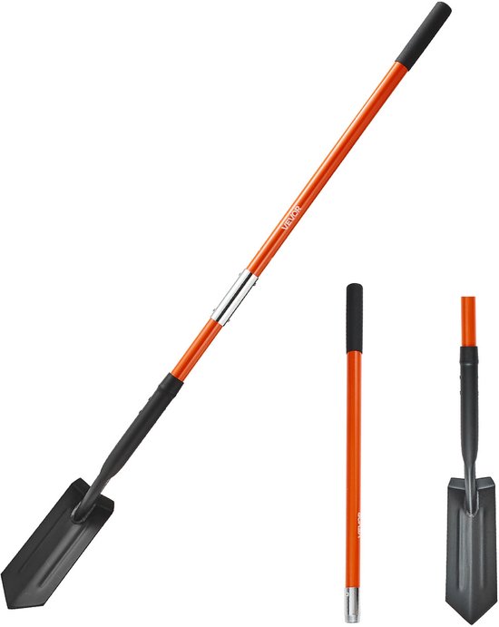 VEVOR Tuinspade, 104 mm Breed Blad, Tuinspade, Drainagespade met Glasvezelsteel, Puntige Spade voor Tuinieren, Gaten Graven, Sleuven Graven en Planten, Ca. 1,4 M Lang van Merkloos	