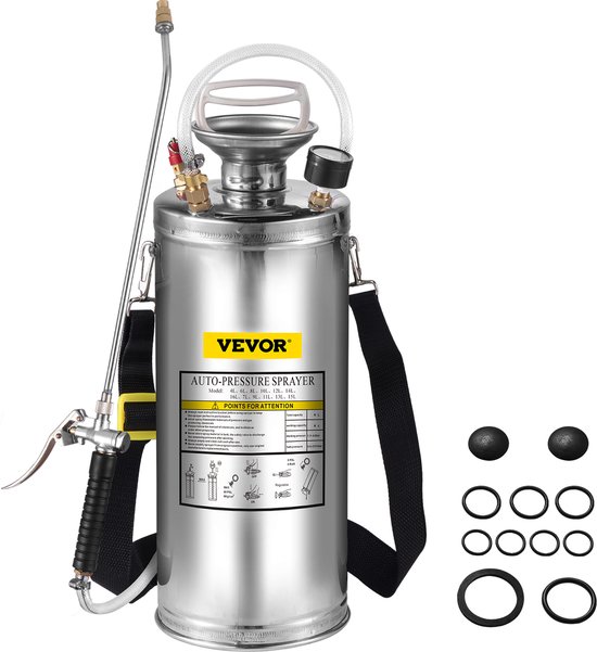 VEVOR Tuinvijververnevelaar 8l Ultrasone Rookmachine Roestvrijstalen Ultrasone Mistmachine Geschikt voor Huis, Tuin, Toeristische Voertuigen, Speciale Voertuigen, Schepen, Voertuigreiniging, Tapijtrei van VEVOR