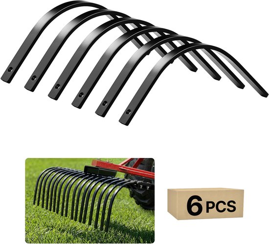VEVOR Vervangende Tanden voor Hooihark van Gazontractor, Set van 6, Boutbevestiging, Steenharktanden, 11mm Boutgat, Hoogwaardig en Hittebehandeld Staal, Harktanden, Reserveonderdelen voor Hooiharken van Merkloos	