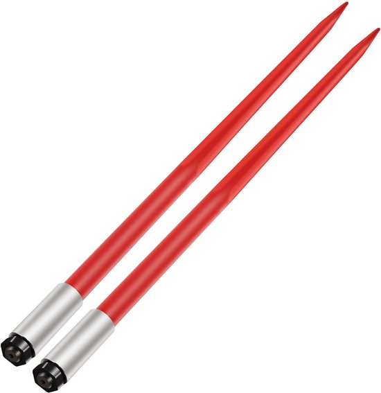 VEVOR Voorladertanden 125 cm Balentanden Capaciteit 2041 Kg, Balenprikker Snelbevestiging, Rood Gecoate Balenvorken, met Zeskantmoer en Huls Voor Shovels, Tractoren, Laders