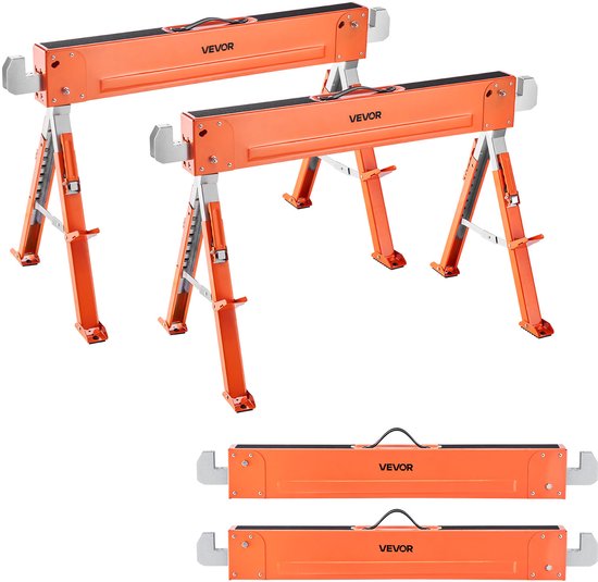 VEVOR Werkbok Opvouwbare Bok 2-pack Krikstandaard 816,5kg In Hoogte Verstelbaar