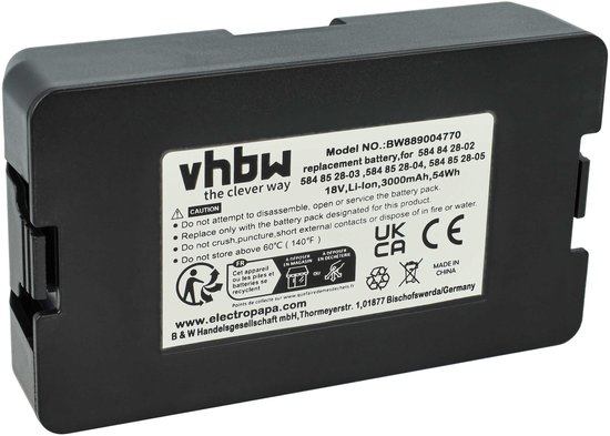 vhbw-accu compatibel met Gardena Sileno Life, Sileno City, Smart SILENO City en Smart SILENO Life robotmaaiers (3 Ah, 18V Li-Ion)