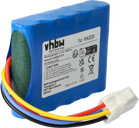 vhbw-vervangingsaccu voor Worx 50032774, 50032492, WA3231, WA3230 voor grasmaaiers (2500 mAh, 20 V Li-ion)