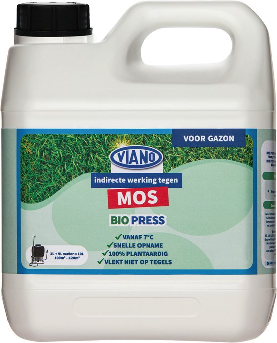 Viano Bio Press 5L voor 600m² - Biologische mosbestrijding in gazon - Snel, Milieuvriendelijk en Resultaat binnen 24 Uur!