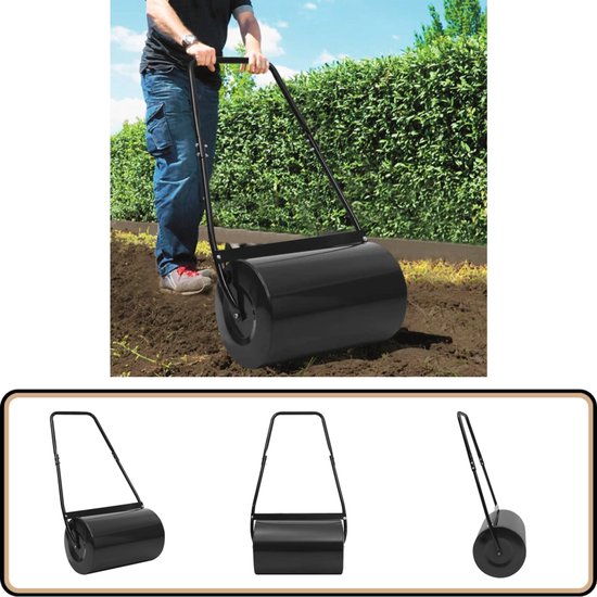 vidaXL Gazonroller - 50L - 63 cm - Zwart - Staal Tuinwals - Gazonwals - Tuingereedschap - Grasmaaier - Onderhoud Tuin van Merkloos	