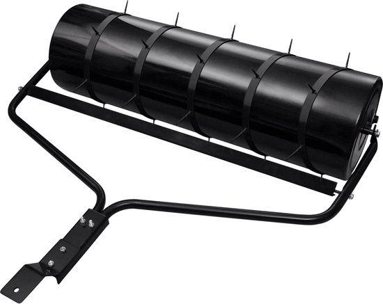 vidaXL - Gazonroller - met - beluchtingsklemmen - 63 - L - ijzer - zwart van VidaXL