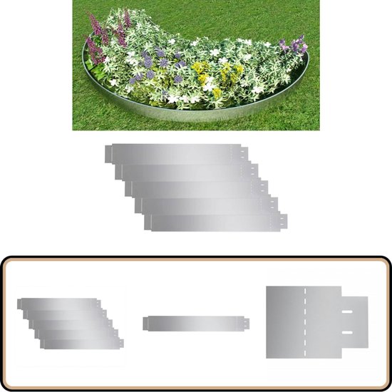 vidaXL Grasboord flexibel - 5 stuks - Gegalvaniseerd staal Grasboord - Perkrand - Tuindecoratie - Buitendecoratie - Flexibele Perkrand van Vidaxl