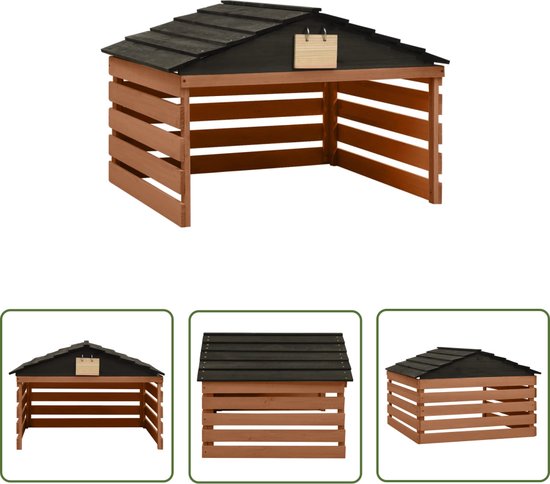 vidaXL Grasmaaiergarage - Tuinhuis - Overkapping voor grasmaaier 78x74x54 cm vurenhout zwart bruin - Houtenschutting - Buitendecoratie - Vurenhout van VidaXL