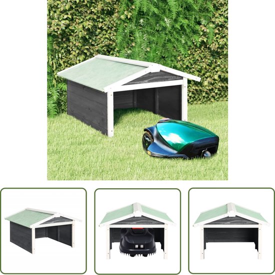 vidaXL Grasmaaierhoes - Tuinonderhoud - Overkapping voor grasmaaier 72x87x50 cm vurenhout grijs en wit - Grasmachinebescherming - Houtproducten - Buitendecoratie van Merkloos	