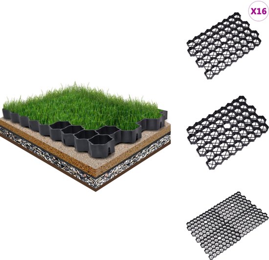 vidaXL Grasrooster - Grasroosters - Grastegel - Grastegels - Grasroosters 16 st 60x40x3 cm kunststof groen van Merkloos	