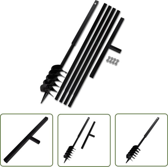 vidaXL Grond Boren - Grondboor - Grondboor met handvat 120 mm en verlengstukken 5 m (staal) - Tuingereedschap - Tuinonderhoud - Betonboor van Merkloos	