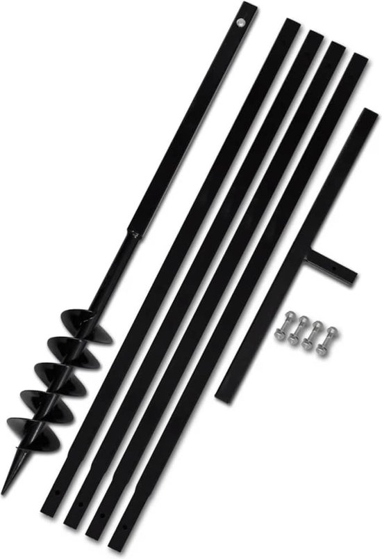 vidaXL - Grondboor - 100 - mm - met - 5 - m - verlengstuk - Staal van Vidaxl