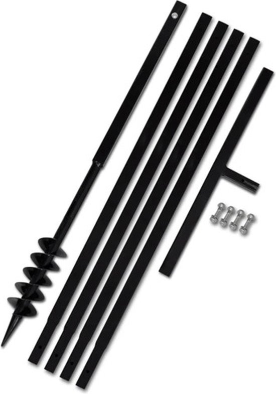 vidaXL - Grondboor - 80 - mm - met - 5 - m - verlengstuk - Staal van VidaXL