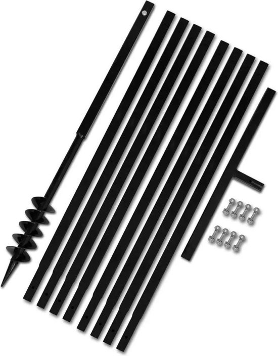 vidaXL - Grondboor - 80mm - met - 9m - verlengstuk - Staal van VidaXL