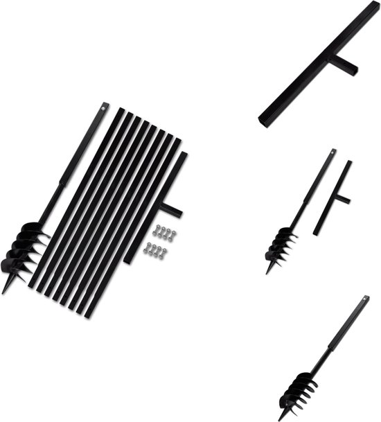 vidaXL Grondboor - Grondboren - Grond Boor - Grond Boren - Grondboor met handvat 120 mm en verlengstukken 9 m