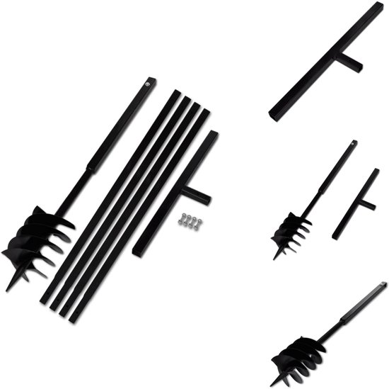 vidaXL Grondboor - Grondboren - Grond Boor - Grond Boren - Grondboor met handvat 180 mm en verlengstukken 5 m (staal)