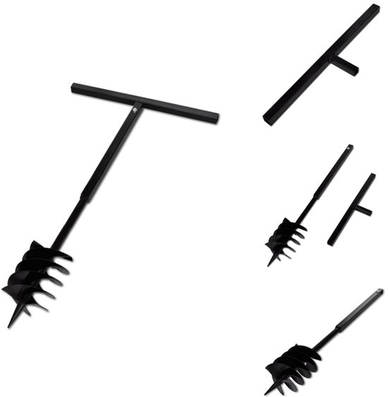vidaXL Grondboor - Grondboren - Grond Boor - Grond Boren - Grondboor met handvat en schroefkop 180 mm (zwart) van Merkloos	