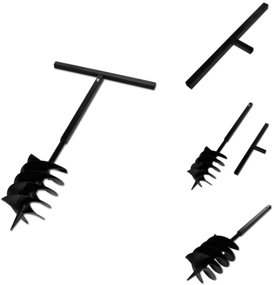 vidaXL Grondboor - Grondboren - Grond Boor - Grond Boren - Grondboor met handvat en schroefkop 200 mm (zwart) van Merkloos	