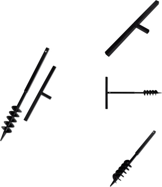 vidaXL Grondboor - Grondboren - Grond Boor - Grond Boren - Grondboor met handvat en schroefkop (dubbele schroef) 100 mm (zwart) van Merkloos	