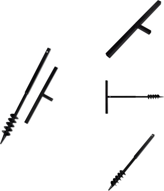 vidaXL Grondboor - Grondboren - Grond Boor - Grond Boren - Grondboor met handvat en schroefkop (dubbele schroef) 80 mm (zwart) van VidaXL