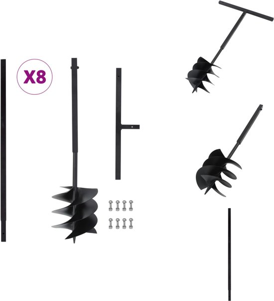 vidaXL Grondboor - Grondboren - Grondboor Met Handvat - Grondboren Met Handvatten - Grondboor met handvat 250 mm met verlengbuis 8 m staal