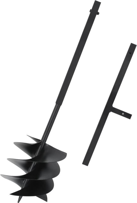 vidaXL - Grondboor - met - handgreep - 250 - mm - staal - zwart van vidaXL