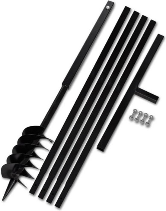 vidaXL - Grondboor - met - handvat - 120 - mm - en - verlengstukken - 5 - m - (staal) van VidaXL