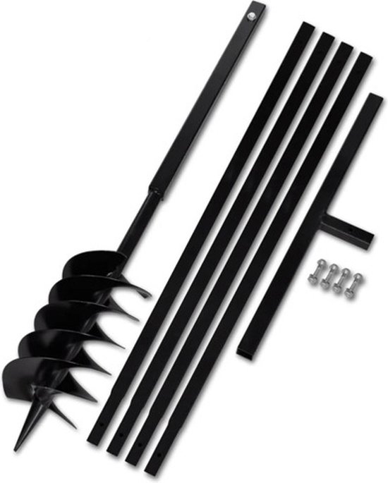 vidaXL - Grondboor - met - handvat - 150 - mm - en - verlengstukken - 5 - m - staal van VidaXL