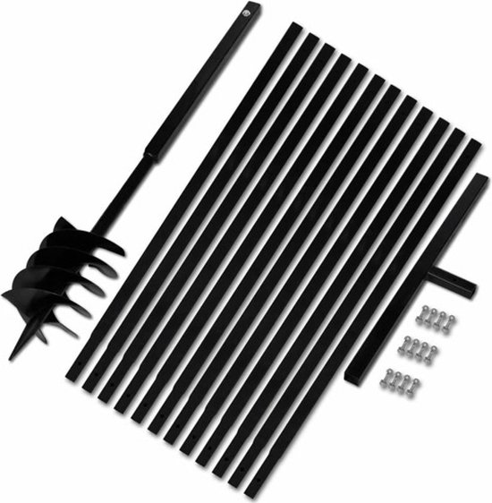 vidaXL - Grondboor - met - handvat - 180 - mm - en - verlengstukken - 13 - m - (staal)