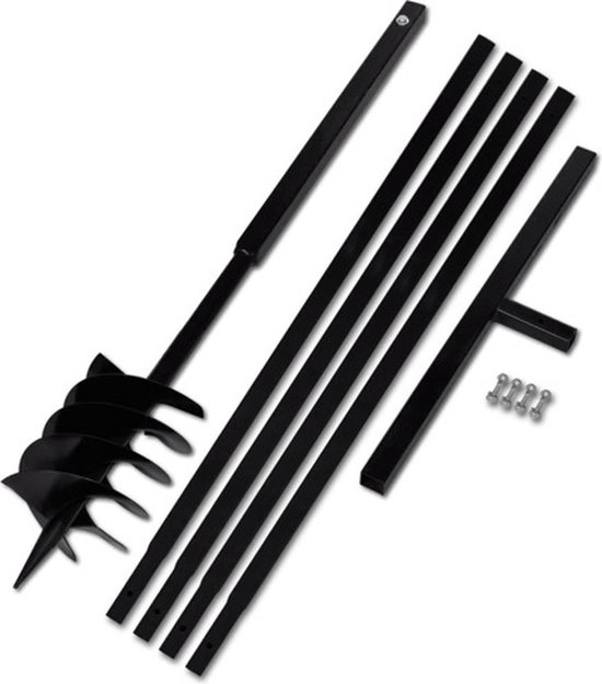vidaXL - Grondboor - met - handvat - 180 - mm - en - verlengstukken - 5 - m - (staal) van VidaXL