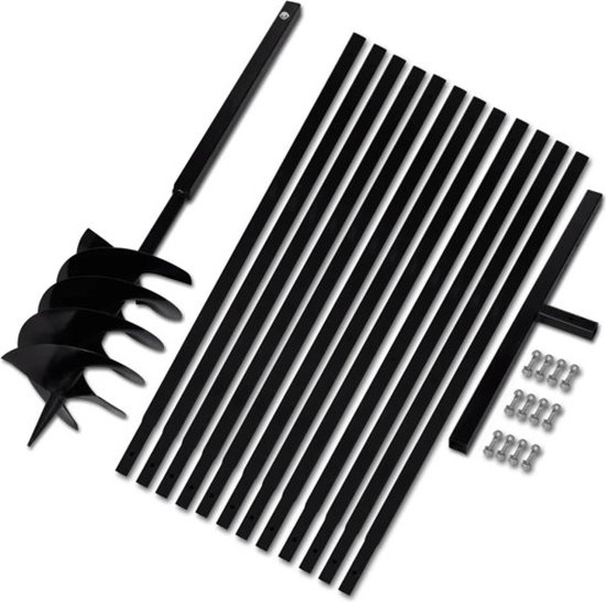 vidaXL - Grondboor - met - handvat - 200 - mm - en - verlengstukken - 13 - m - (staal)