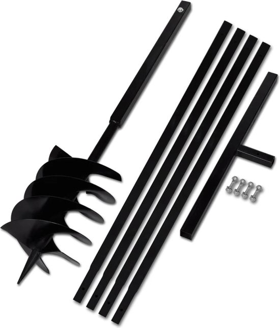 vidaXL - Grondboor - met - handvat - 200 - mm - en - verlengstukken - 5 - m - (staal) van Merkloos	