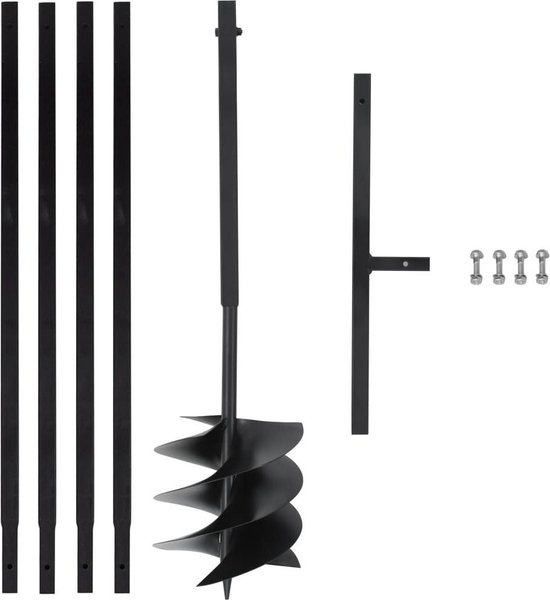 vidaXL - Grondboor - met - handvat - 250 - mm - met - verlengbuis - 4 - m - staal van VidaXL