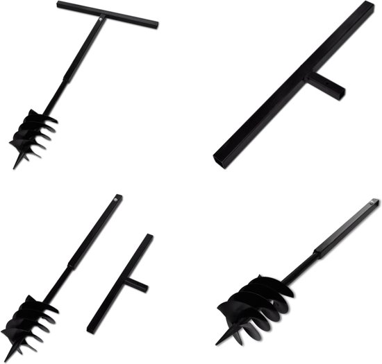 vidaXL Grondboor met handvat en schroefkop 180 mm (zwart) - Grondboor - Grondboren - Grond Boor - Grond Boren van vidaXL