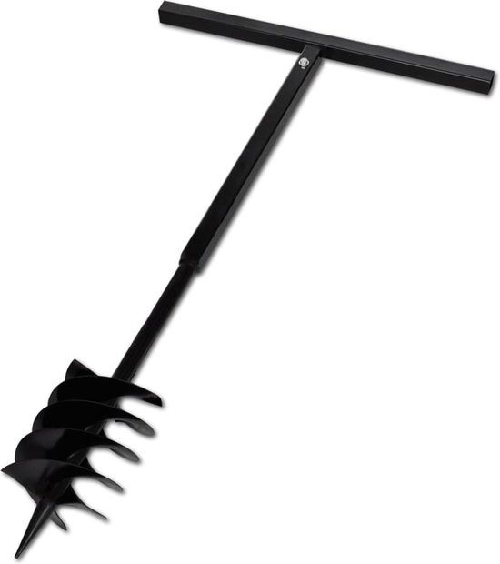 vidaXL - Grondboor - met - handvat - en - schroefkop - 180 - mm - (zwart) van vidaXL