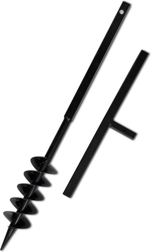 vidaXL - Grondboor - met - handvat - en - schroefkop - (dubbele - schroef) - 100 - mm - (zwart) van vidaXL