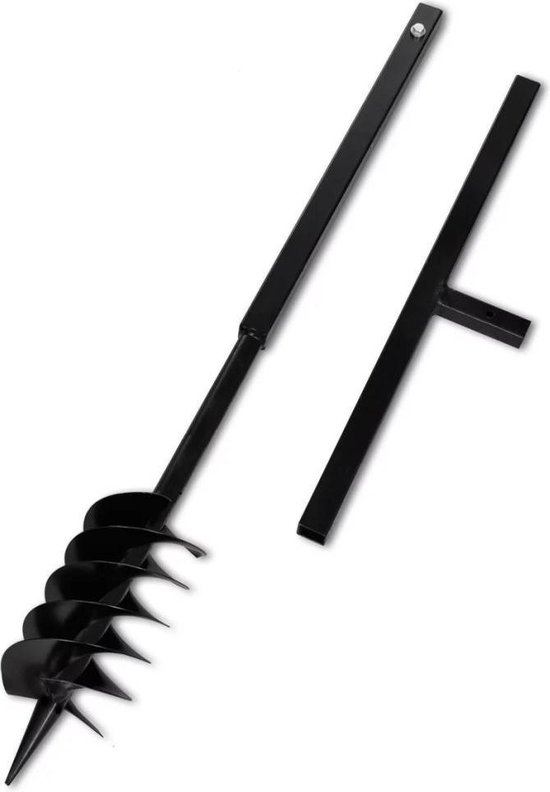 vidaXL - Grondboor - met - handvat - en - schroefkop - (dubbele - schroef) - 120 - mm - (zwart) van VidaXL