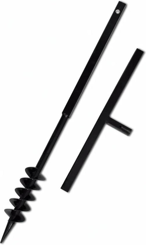 vidaXL - Grondboor - met - handvat - en - schroefkop - (dubbele - schroef) - 80 - mm - (zwart) van vidaXL